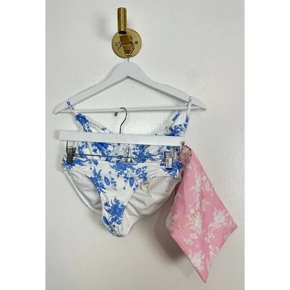 LOVESHACKFANCY Swim Massimo Bikini Set in Cobalt Pop Size Small